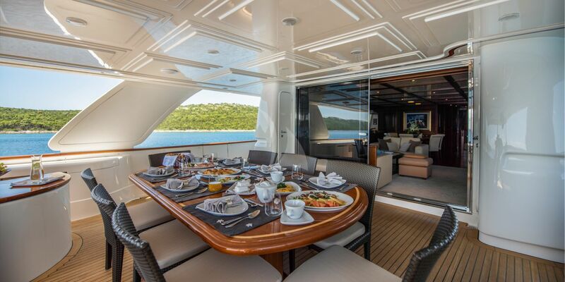 yacht catering, yacht food, family breakfast on a yacht in croatia