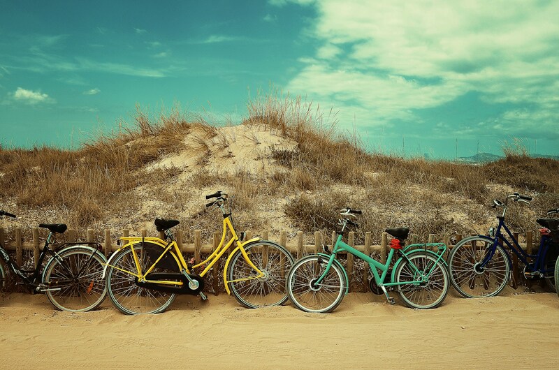 bikes on a beach