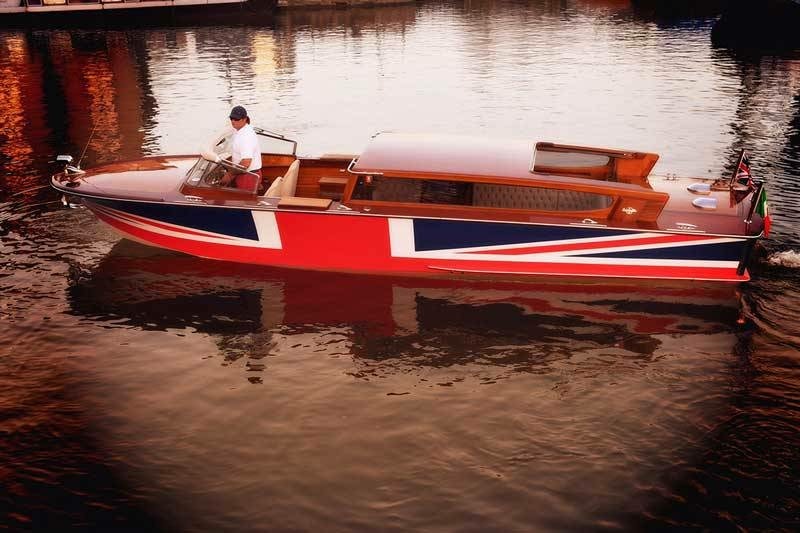 Cantiere Serenella Venetian-style motor yacht cruising in London