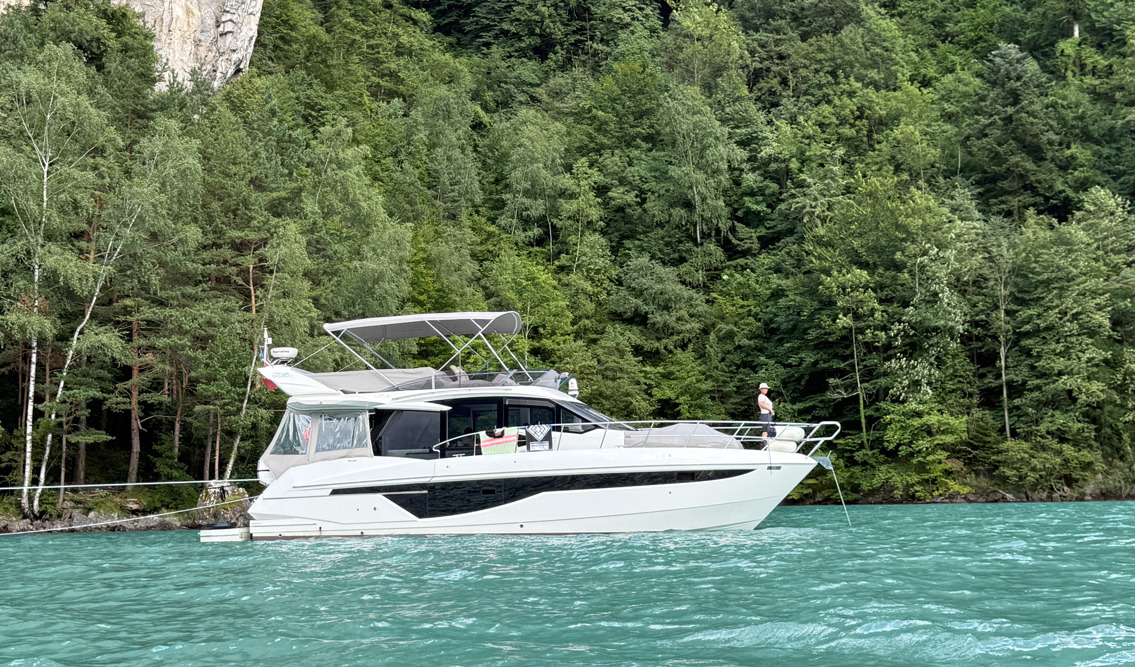 Galeon 460 FLY luxury yacht charter on Lake Lucerne Switzerland